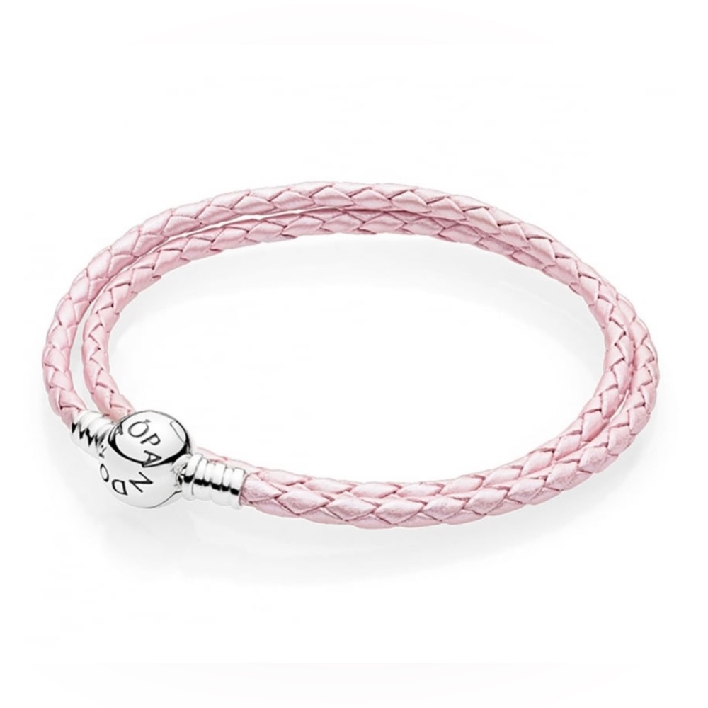 Authentic Pandora Moments Double Pink Leather Bracelet
